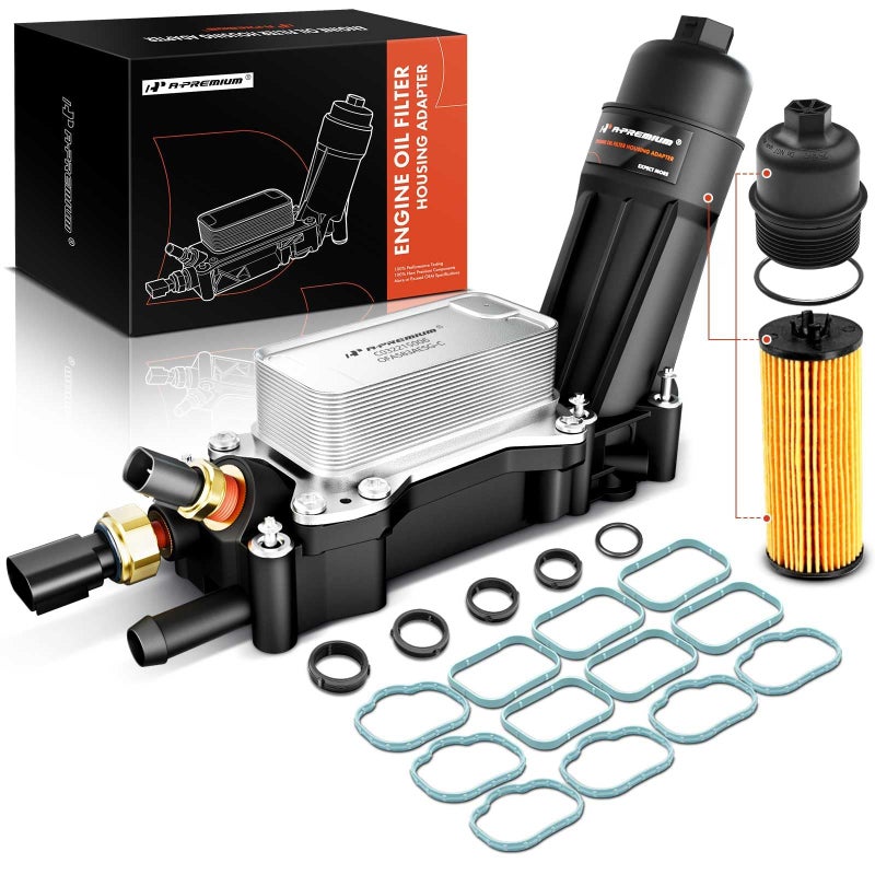APremium Engine Oil Cooler and Oil Filter Housing Compatible with Chrysler Dodge Jeep Model 200 300 Charger Grand Cherokee Wrangler For 20142017 Models