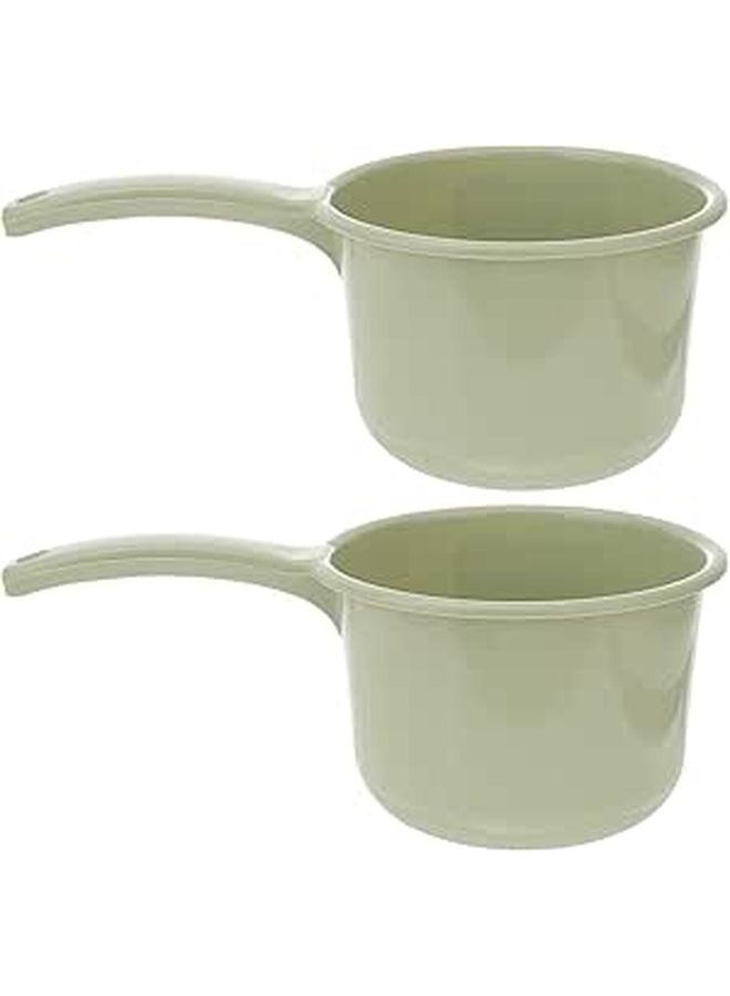Light Green Plastic Kitchen Water Ladle 2 Pack Multipurpose Scoop for Bathing Shower - Image 1