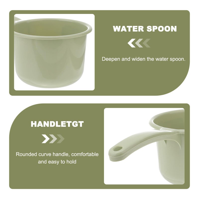 Light Green Plastic Kitchen Water Ladle 2 Pack Multipurpose Scoop for Bathing Shower - Image 4