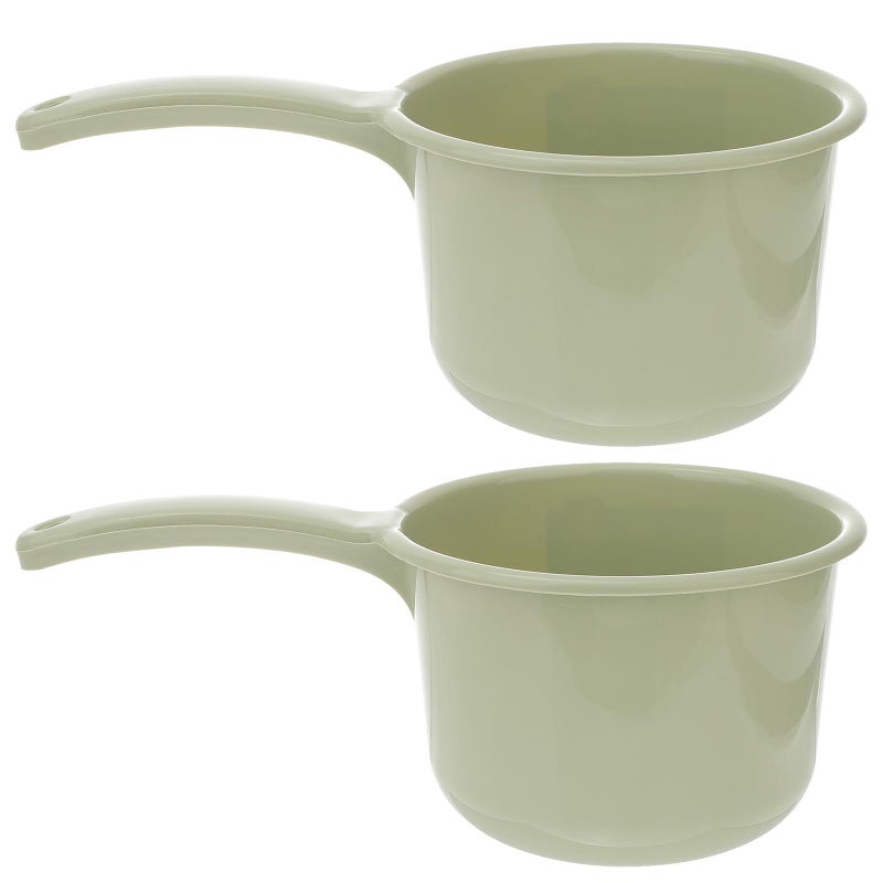 Light Green Plastic Kitchen Water Ladle 2 Pack Multipurpose Scoop for Bathing Shower - Image 2