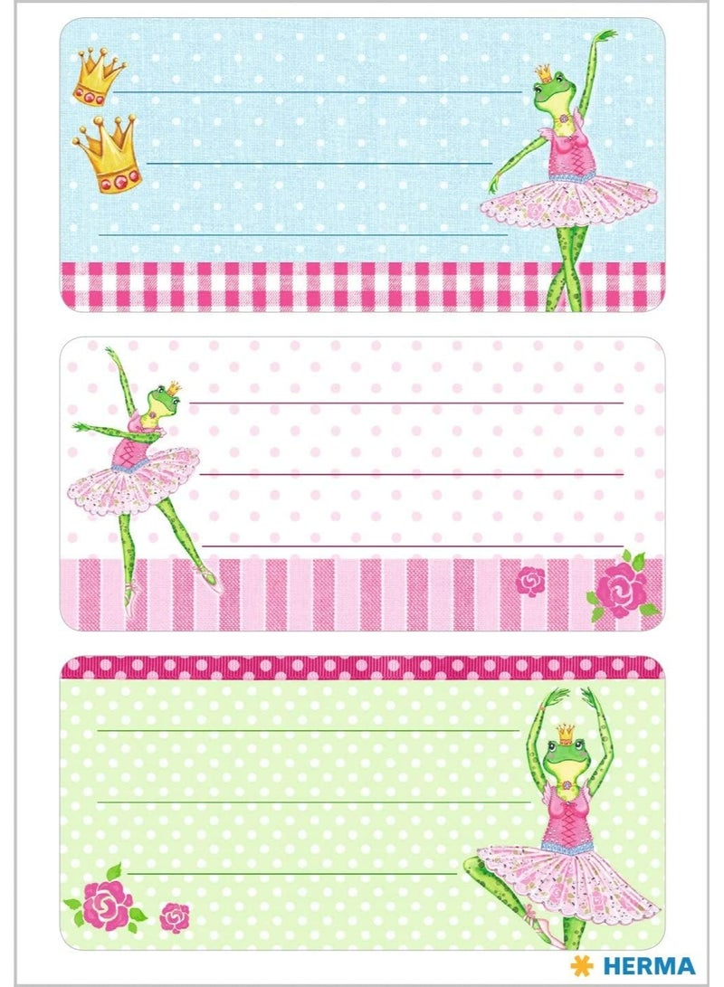 Herma Self-Adhesive Notebook and School Book Stickers with Ballerina Frog Design, 35x76mm, Set of 6 - Image 2