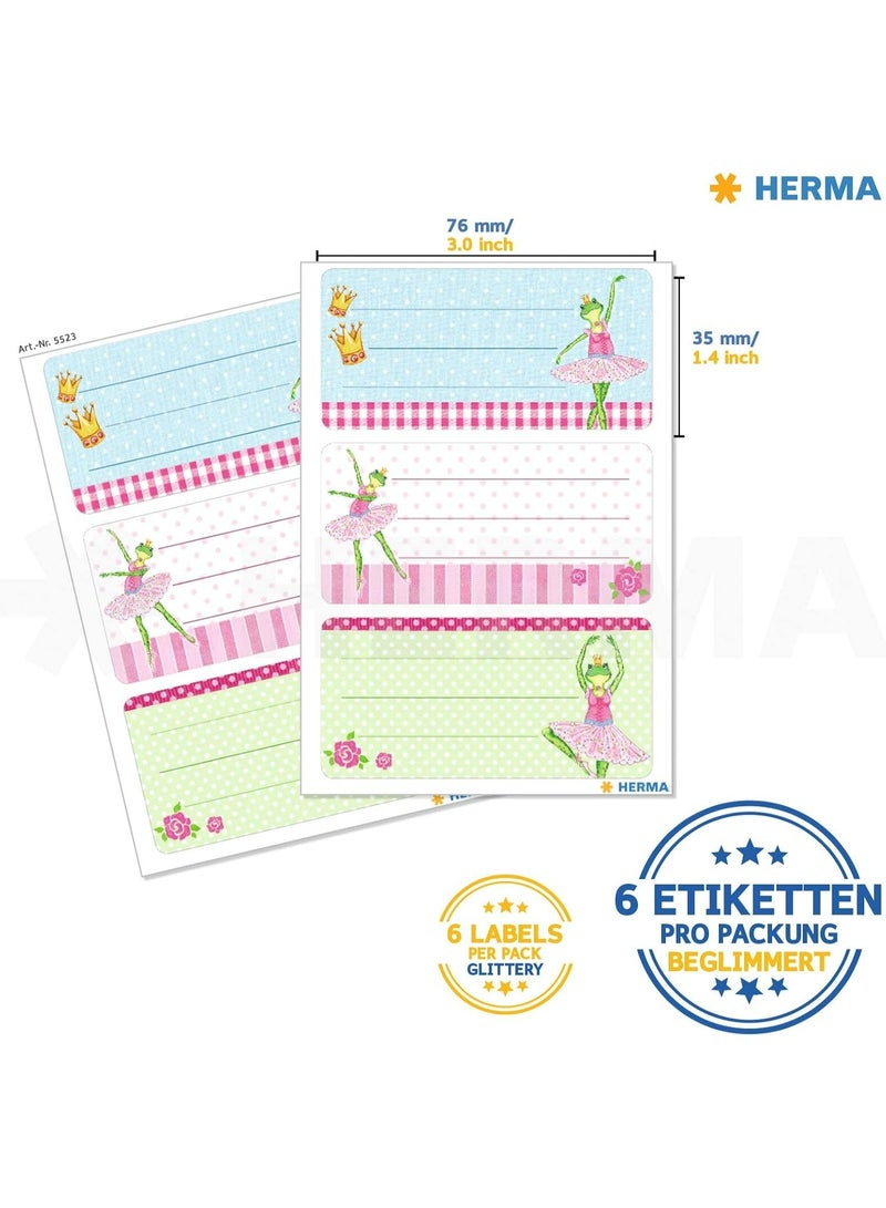 Herma Self-Adhesive Notebook and School Book Stickers with Ballerina Frog Design, 35x76mm, Set of 6 - Image 3