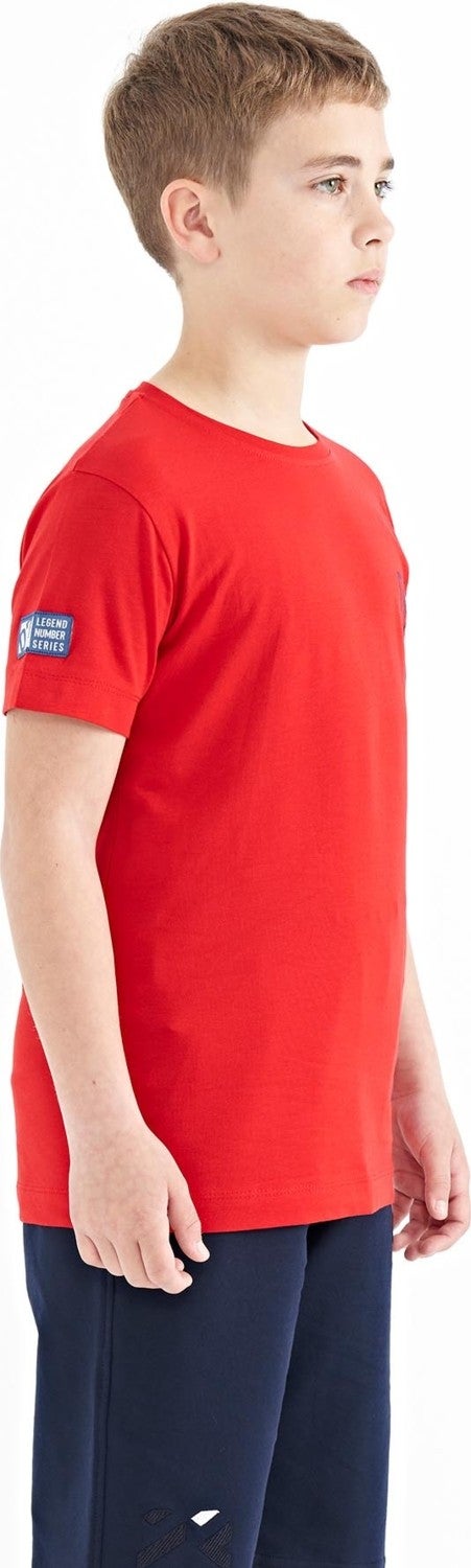 Tommy Life Red Print Detailed O Neck Standard Pattern Boy T-Shirt - 11104 - Image 4