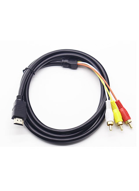 HDMI to 3RCA HDMI to AV Sanlian red yellow and white color difference line set top box HD audio video line Black