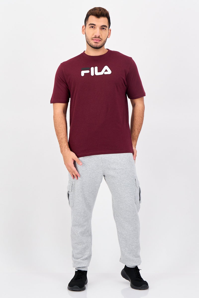 FILA Men Sportswear Fit Short Sleeve Outdoor T-Shirt, Burgundy - Image 2