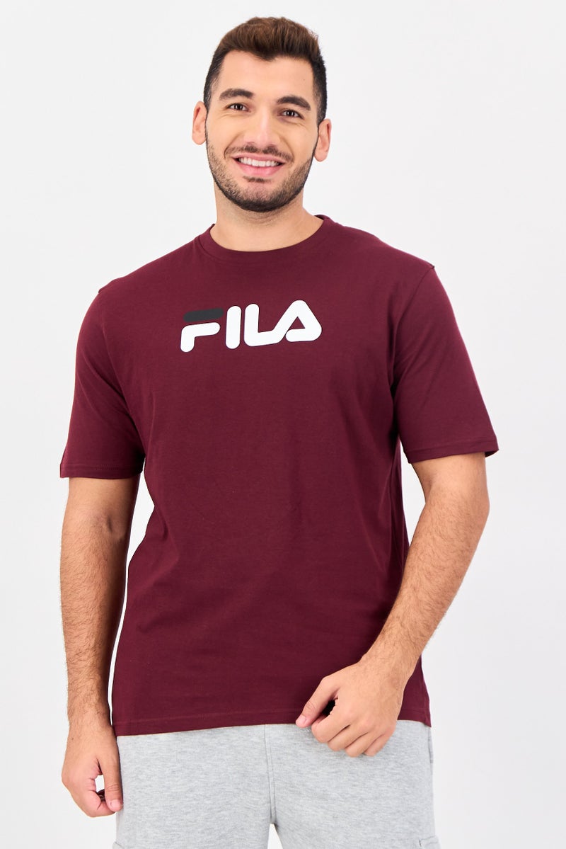 FILA Men Sportswear Fit Short Sleeve Outdoor T-Shirt, Burgundy - Image 1