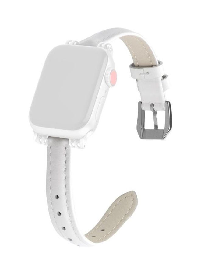 NIBEMINENT Sewing Thread Leather Replacement Watchbands For Series /6/SE/5/4/3/2/1 45/44/42mm White - Image 1