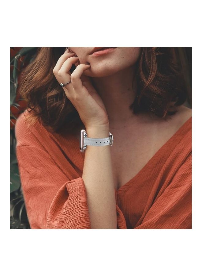 NIBEMINENT Sewing Thread Leather Replacement Watchbands For Series /6/SE/5/4/3/2/1 45/44/42mm White - Image 5