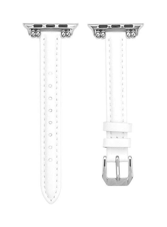 NIBEMINENT Sewing Thread Leather Replacement Watchbands For Series /6/SE/5/4/3/2/1 45/44/42mm White - Image 2