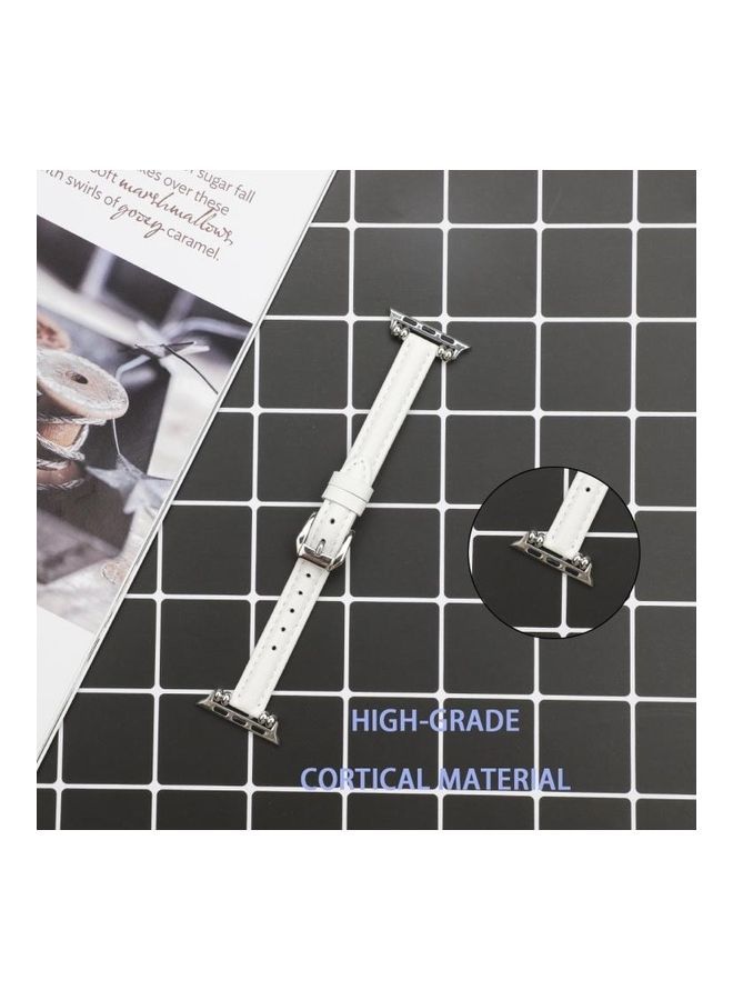 NIBEMINENT Sewing Thread Leather Replacement Watchbands For Series /6/SE/5/4/3/2/1 45/44/42mm White - Image 3