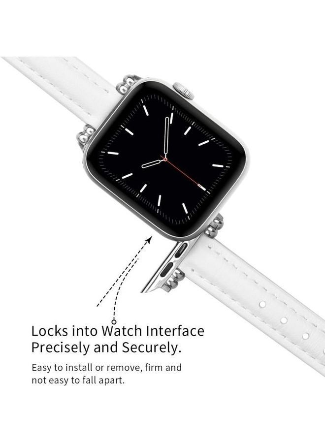 NIBEMINENT Sewing Thread Leather Replacement Watchbands For Series /6/SE/5/4/3/2/1 45/44/42mm White - Image 4