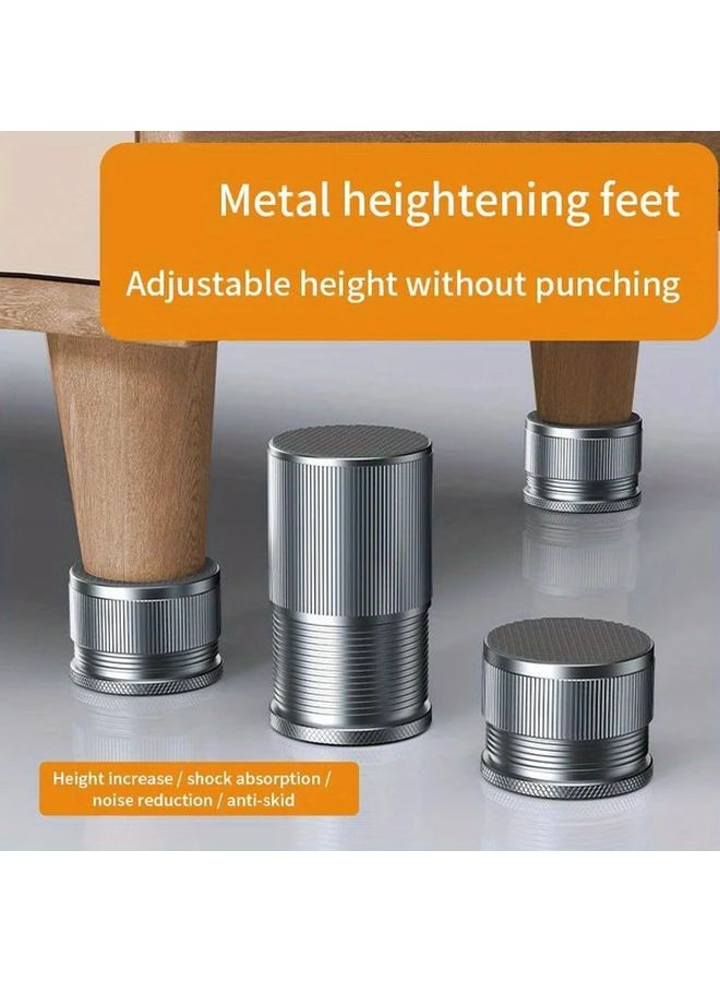 Heavy Duty Adjustable Silvery Furniture Legs 2pcs Anti Vibration Bed Risers Protectors - Image 2