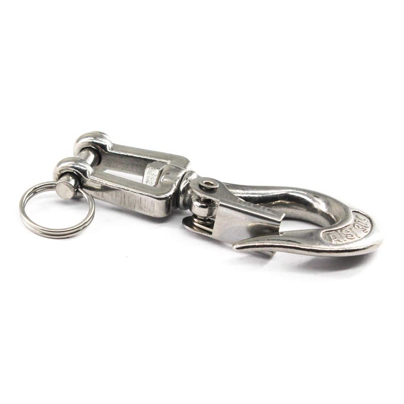 SeeRaphee 304 Stainless Steel Swivel Eye Lifting Hook American Type Safety Hook Rigging Accessory with Latch Working Load 650 KG 5/16" - Image 3