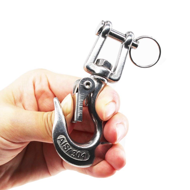 SeeRaphee 304 Stainless Steel Swivel Eye Lifting Hook American Type Safety Hook Rigging Accessory with Latch Working Load 650 KG 5/16" - Image 4
