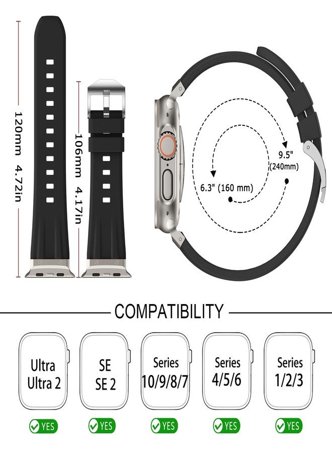 Tasikar Sport Band Compatible with Apple Watch Ultra Band 49mm 46mm 45mm 44mm 42mm, Men Stainless Steel Metal Silicone Replacement Strap for iWatch Ultra 2 Ultra Series 10 9 8 7 6 5 4 3 2 1 SE, Black - Image 3
