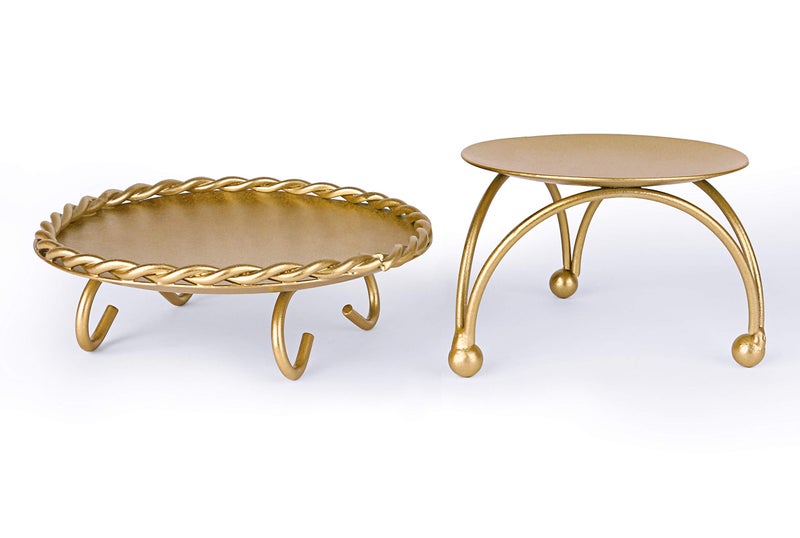 dedoot Candle Holder Gold Candle Holders Set of 2 Decorative Handmade Iron Pillar Plate Candle Holder Centerpiece Fit LED  Wax Candles Pedestal Candle Stand for Wedding Spa Dinner Tables