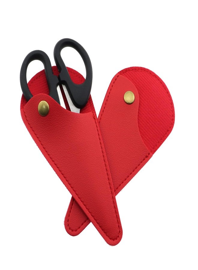 ZQIY 2PCS Leather Scissors Sheath Protector, Red, Compact, Ambidextrous, Stainless Steel, Small Scissors Sheath Case - Image 3