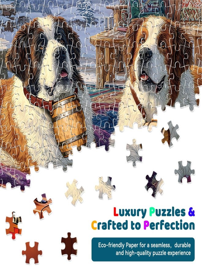 EIYRURU 300 Piece Puzzles for Adults, 300 Piece Puzzles for Adults Large Piece, Saint Bernards Mountain Jigsaw Puzzle Funny Gift for Adult Kids Challenging Family Games Toy, 20.5 X 15 in - Image 4