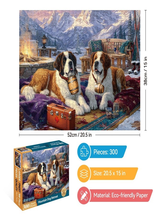 EIYRURU 300 Piece Puzzles for Adults, 300 Piece Puzzles for Adults Large Piece, Saint Bernards Mountain Jigsaw Puzzle Funny Gift for Adult Kids Challenging Family Games Toy, 20.5 X 15 in - Image 2