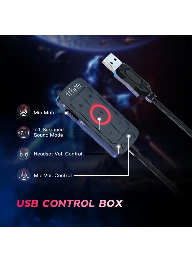 FIFINE H9 AmpliGame USB Gaming Headset – 7.1 Surround Sound Black - Image 2