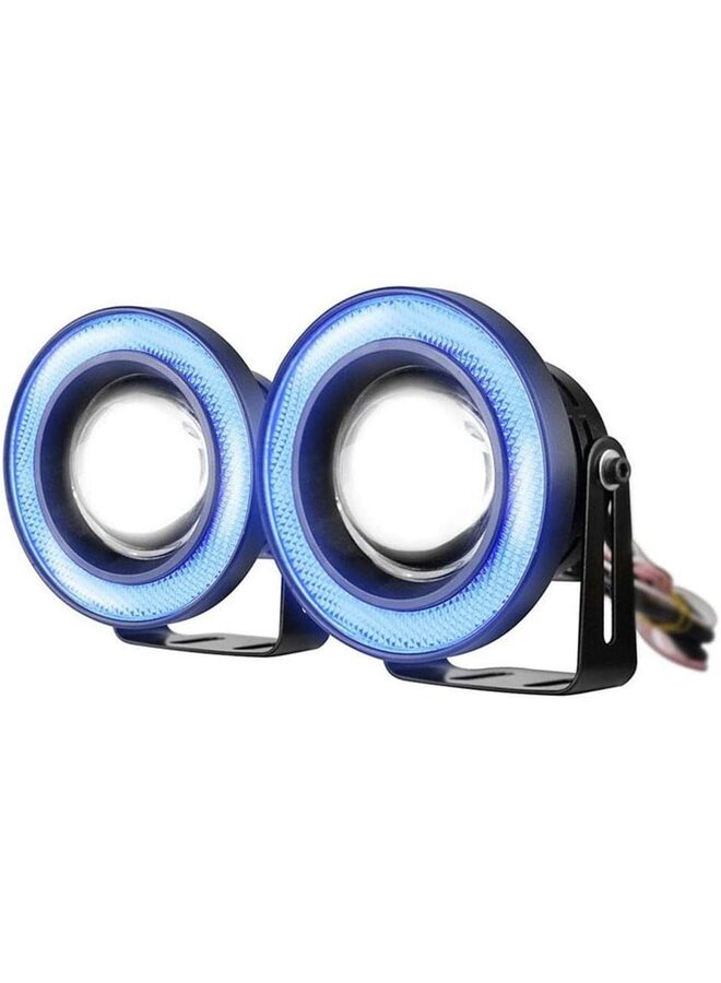 قطعتان من مصابيح الضباب لسيارة بيضاء على شكل عين الملاك DRL، لمبة أمامية للسائق، مصابيح تشغيل نهارية (اللون: أزرق، المقاس: 2.5-قطعتان) - Image 1