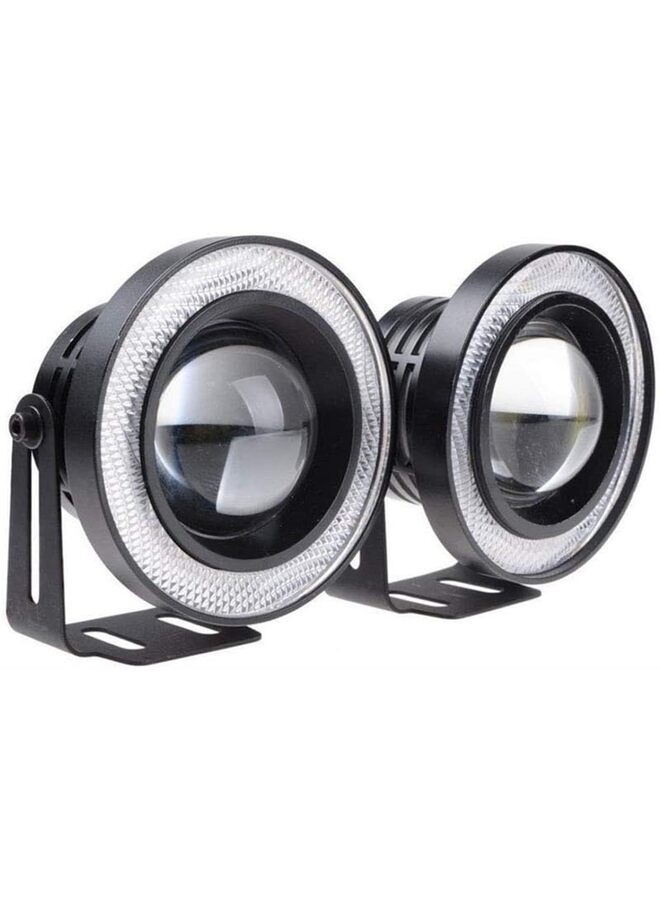 قطعتان من مصابيح الضباب لسيارة بيضاء على شكل عين الملاك DRL، لمبة أمامية للسائق، مصابيح تشغيل نهارية (اللون: أزرق، المقاس: 2.5-قطعتان) - Image 3