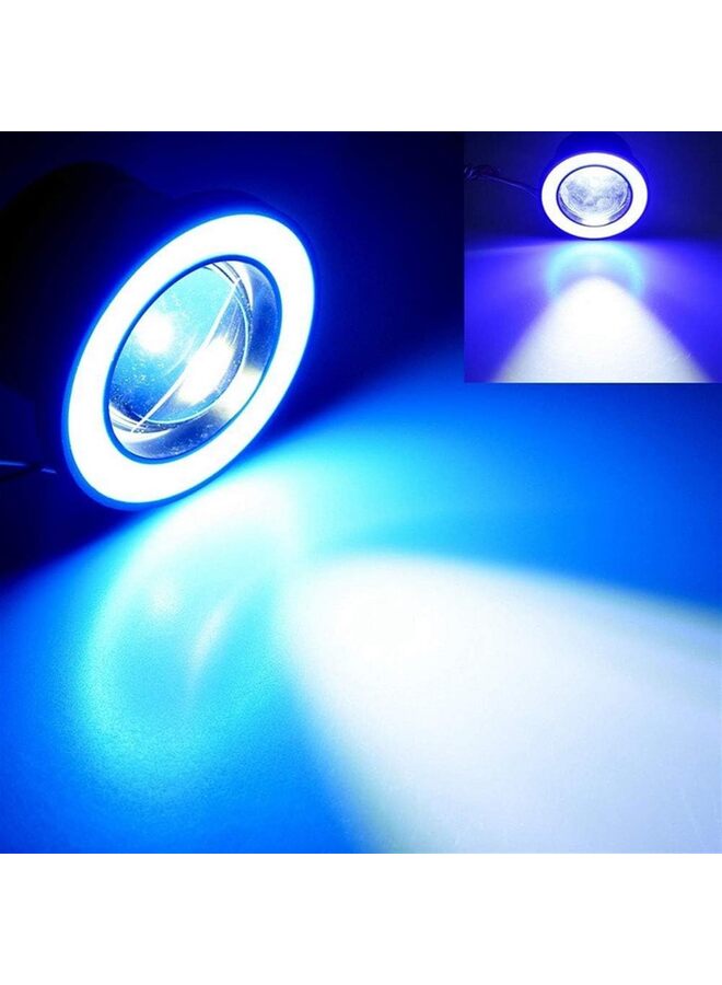 قطعتان من مصابيح الضباب لسيارة بيضاء على شكل عين الملاك DRL، لمبة أمامية للسائق، مصابيح تشغيل نهارية (اللون: أزرق، المقاس: 2.5-قطعتان) - Image 2