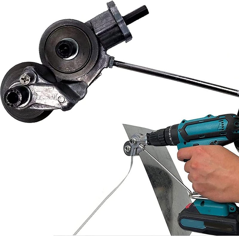 HELLARO New Electric Drill Plate Cutter Attachment Drill Attachment Metal Cutter Sheet Metal Cutter Drill Attachment Double Headed Sheet Metal Nibbler Cutter - Image 1