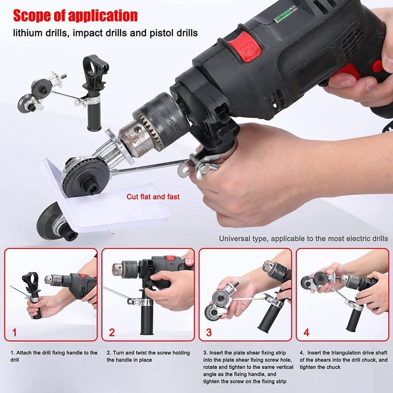 HELLARO New Electric Drill Plate Cutter Attachment Drill Attachment Metal Cutter Sheet Metal Cutter Drill Attachment Double Headed Sheet Metal Nibbler Cutter - Image 2