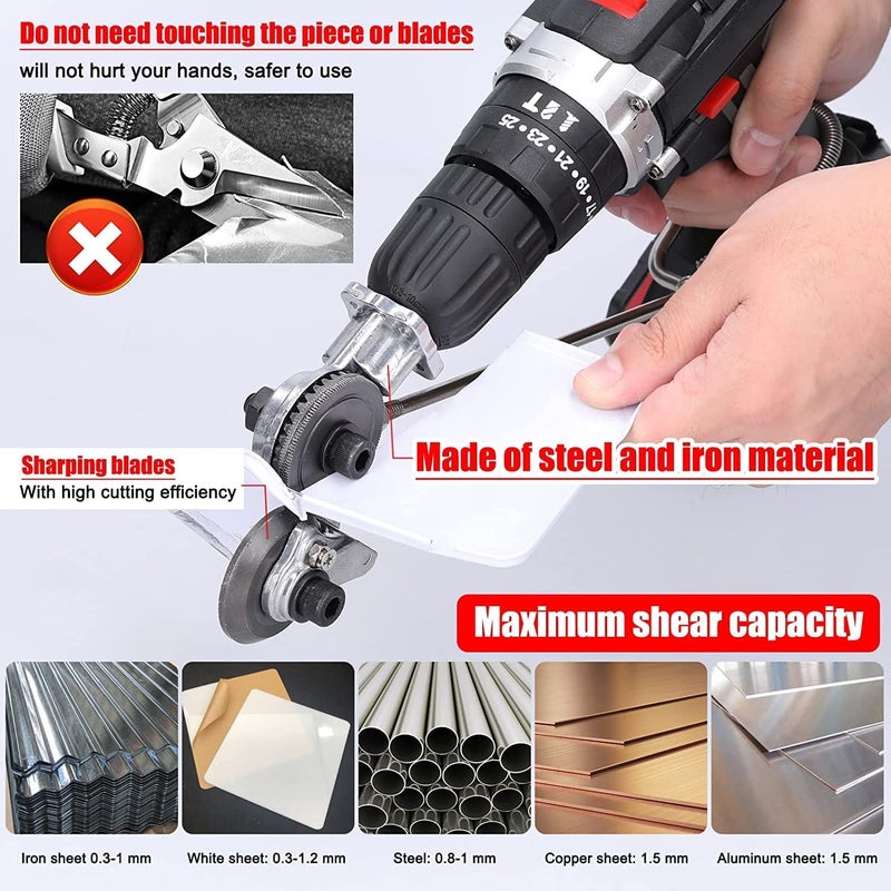 HELLARO New Electric Drill Plate Cutter Attachment Drill Attachment Metal Cutter Sheet Metal Cutter Drill Attachment Double Headed Sheet Metal Nibbler Cutter - Image 4