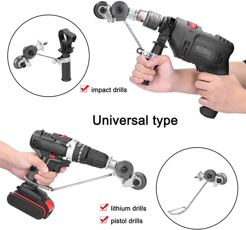 HELLARO New Electric Drill Plate Cutter Attachment Drill Attachment Metal Cutter Sheet Metal Cutter Drill Attachment Double Headed Sheet Metal Nibbler Cutter - Image 5