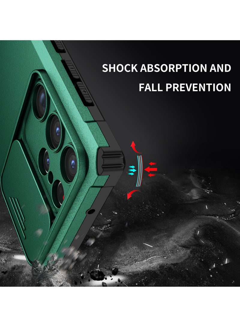 Case Cover For Samsung Galaxy S23 Ultra Green Mobile Phone , Innovative Telescopic Bracket, Sliding Protection Camera Window, Bumper Shockproof Phone Back Cover.  - Image 4