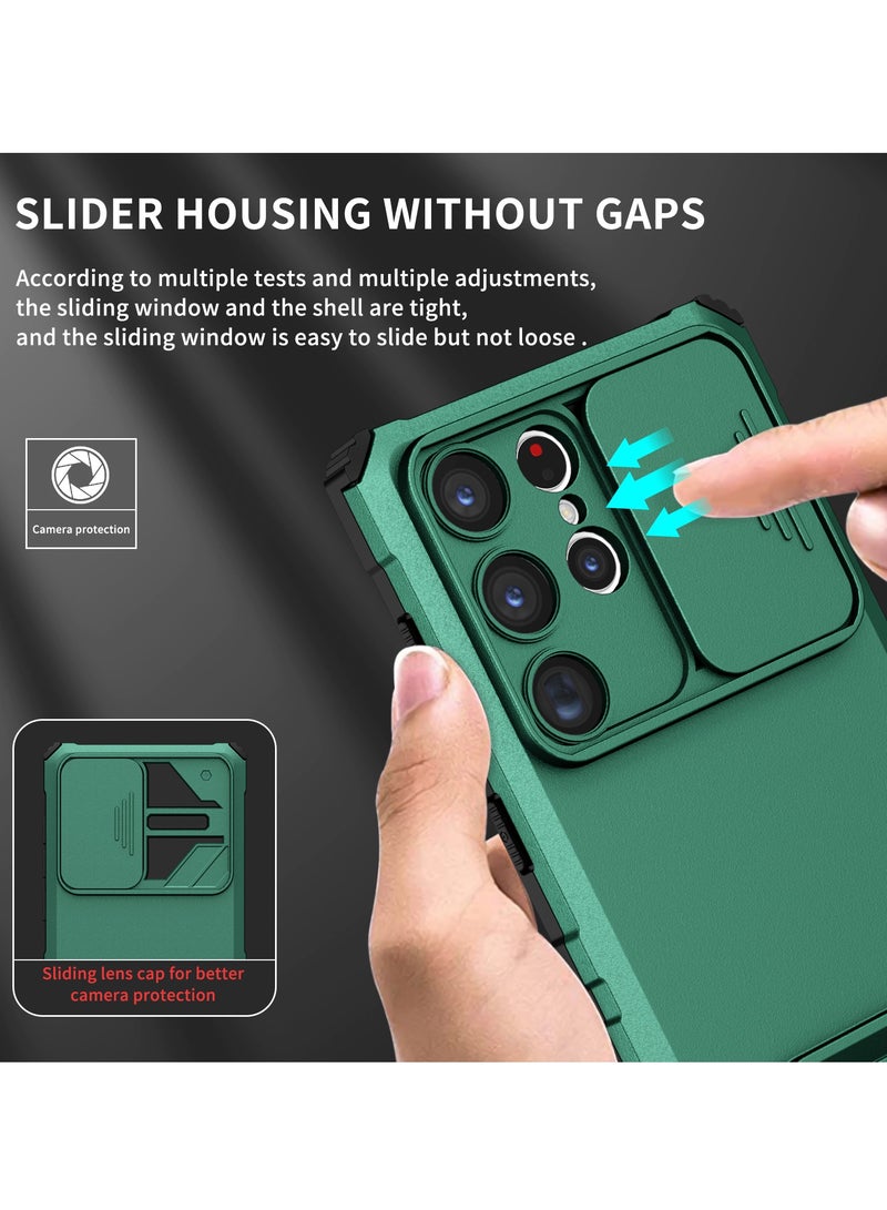 Case Cover For Samsung Galaxy S23 Ultra Green Mobile Phone , Innovative Telescopic Bracket, Sliding Protection Camera Window, Bumper Shockproof Phone Back Cover.  - Image 5