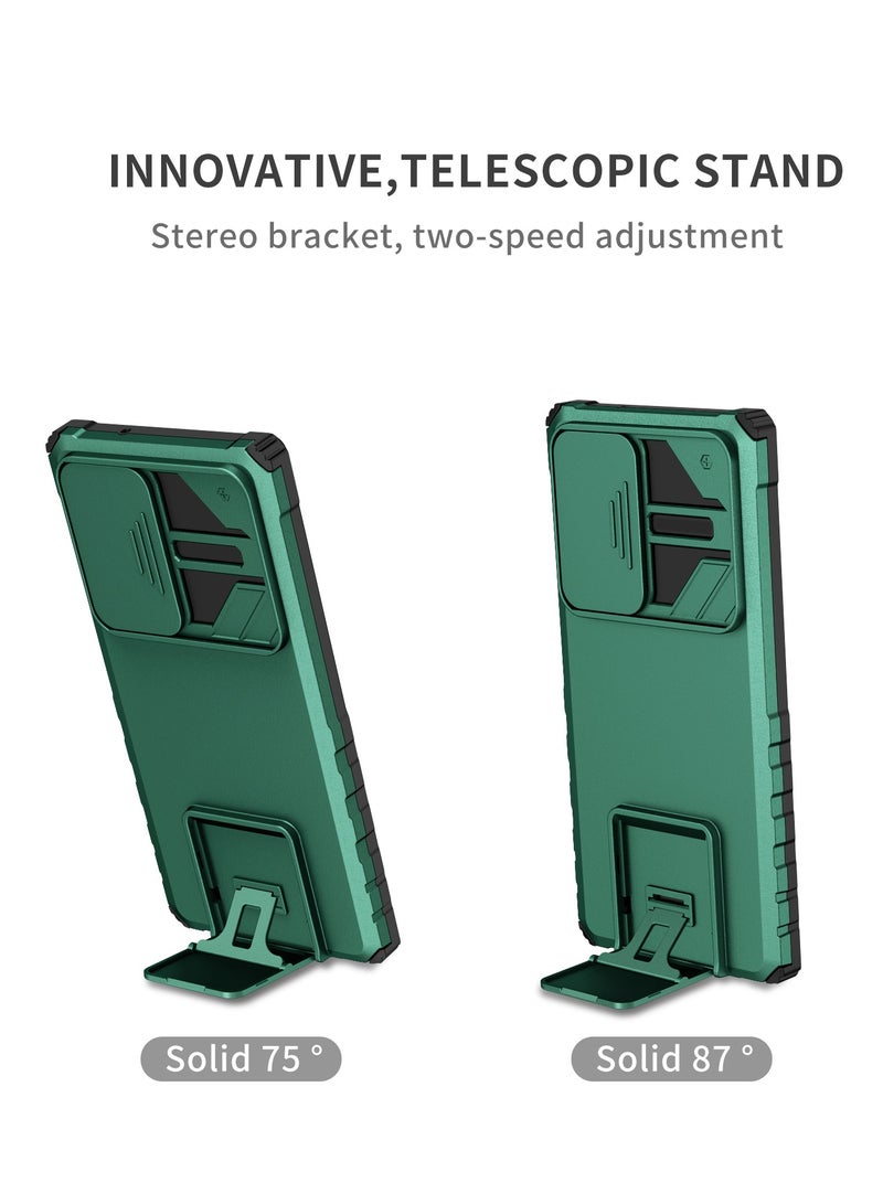 Case Cover For Samsung Galaxy S23 Ultra Green Mobile Phone , Innovative Telescopic Bracket, Sliding Protection Camera Window, Bumper Shockproof Phone Back Cover.  - Image 2