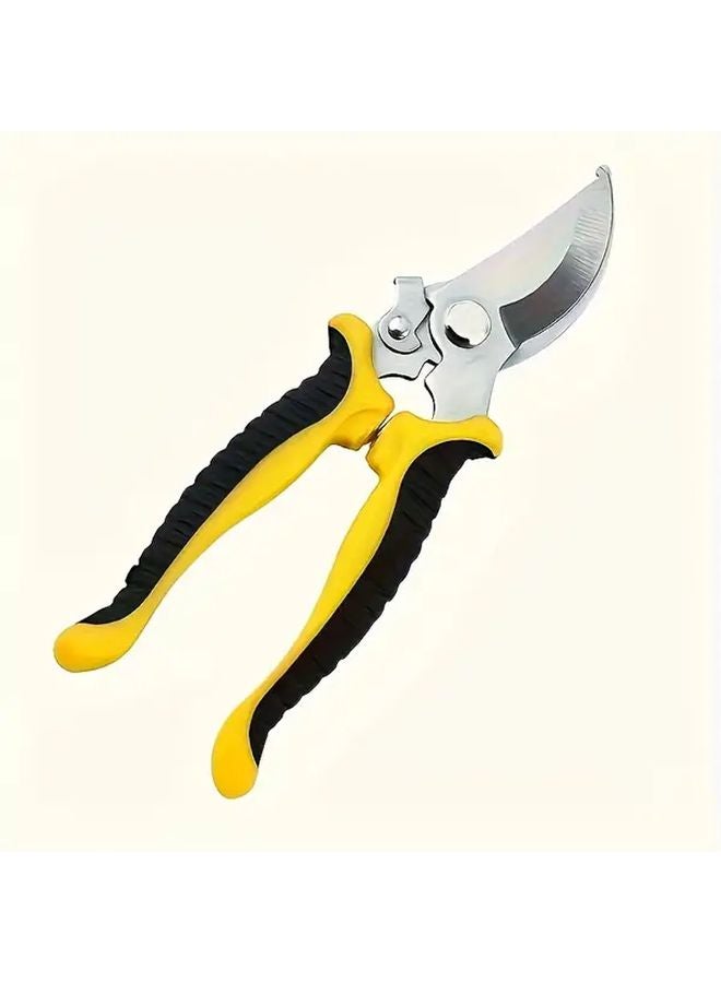 نسخة محسنة من مقصات التقليم للحدائق باللونين الأسود والأصفر - أداة تقليم عالية الدقة - شفرات مقاومة للصدأ - مقبض مريح وغير قابل للانزلاق - Image 1