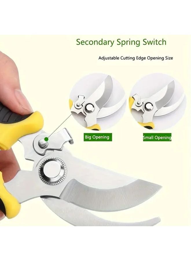 نسخة محسنة من مقصات التقليم للحدائق باللونين الأسود والأصفر - أداة تقليم عالية الدقة - شفرات مقاومة للصدأ - مقبض مريح وغير قابل للانزلاق - Image 5