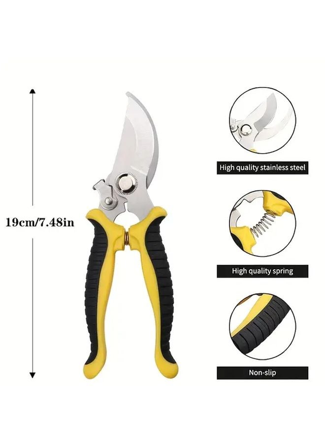 نسخة محسنة من مقصات التقليم للحدائق باللونين الأسود والأصفر - أداة تقليم عالية الدقة - شفرات مقاومة للصدأ - مقبض مريح وغير قابل للانزلاق - Image 4