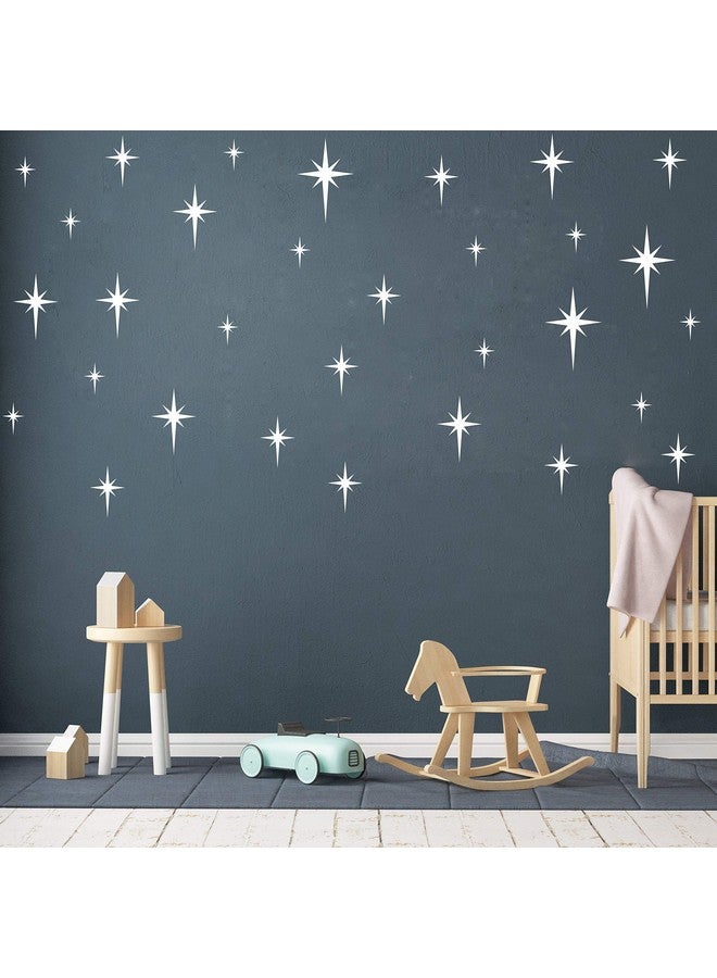 GESTYZ Retro Star Vinyl Wall Decals, Starbursts Wall Stickers for Nursery, Kids Room Wall Decals, Unique Wall Decals for Baby Girls Boys Bedroom, Nursery Decor Y10 (White) - Image 1