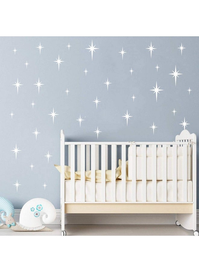 GESTYZ Retro Star Vinyl Wall Decals, Starbursts Wall Stickers for Nursery, Kids Room Wall Decals, Unique Wall Decals for Baby Girls Boys Bedroom, Nursery Decor Y10 (White) - Image 2