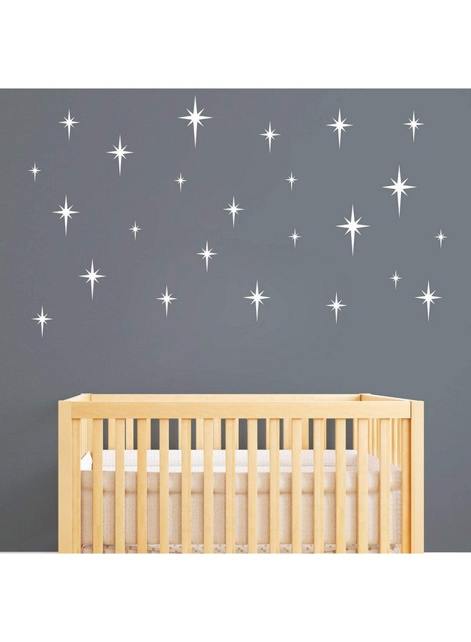 GESTYZ Retro Star Vinyl Wall Decals, Starbursts Wall Stickers for Nursery, Kids Room Wall Decals, Unique Wall Decals for Baby Girls Boys Bedroom, Nursery Decor Y10 (White) - Image 3
