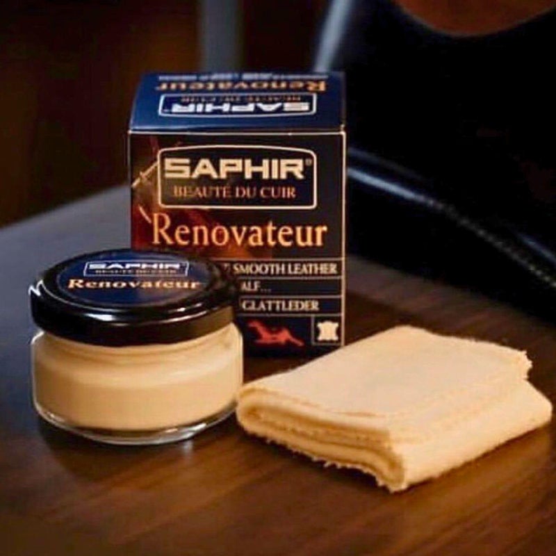 Saphir BeautÃ© du Cuir Renovateur - Cleans, Nourishes, Protects and Shines - with Chamois Cleaning Cloth - 50mL - Image 4