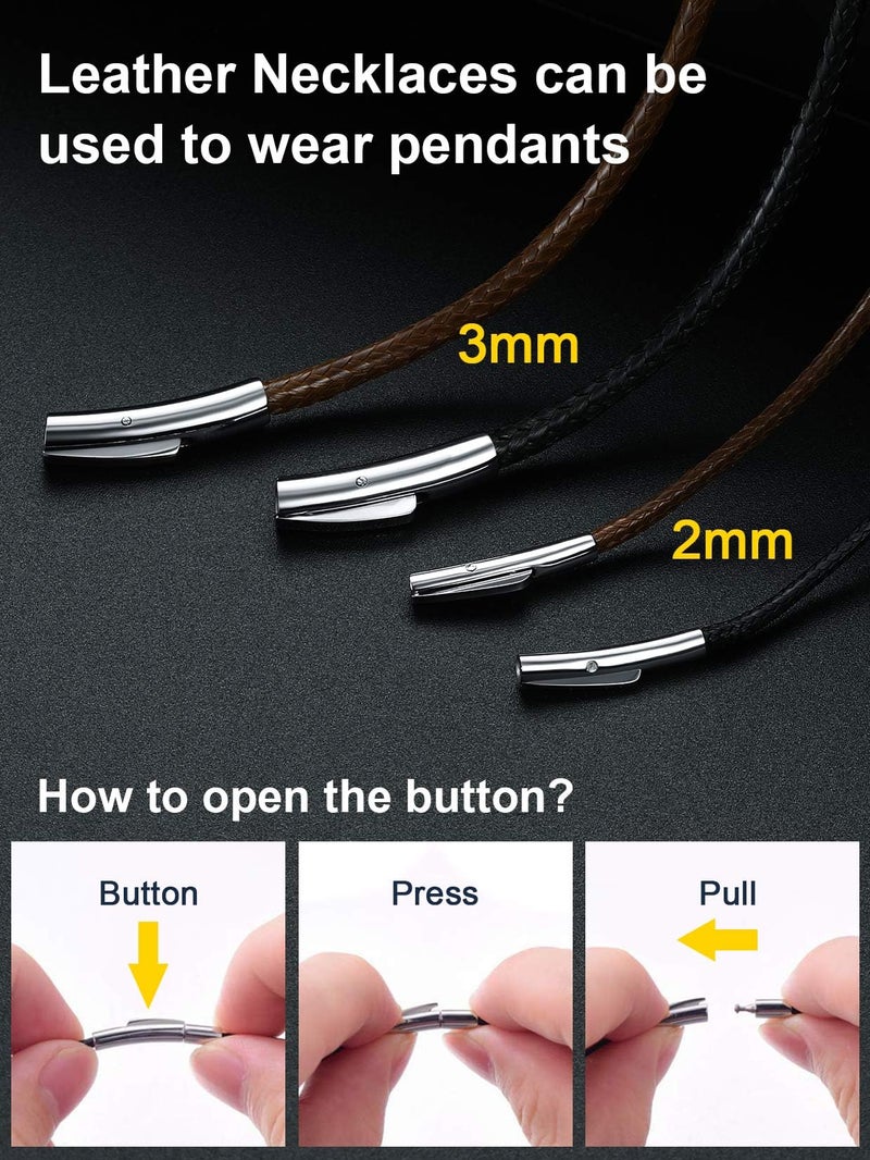 ChainsPro سلسلة قلادة للرجال حبل جلد أسود 2 مم 28 بوصة مقاومة للماء سلسلة طويلة للنساء - Image 5