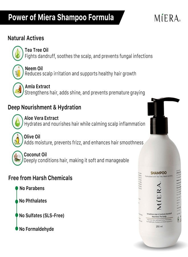 MIERA Daily Hairrotine Combo | Anti-Dandruff Shampoo with Tea Tree & Neem | Shine Serum with Argan Oil & Vitamin E for Smooth, Glossy Hair | Safe for All Hair Types - Image 2