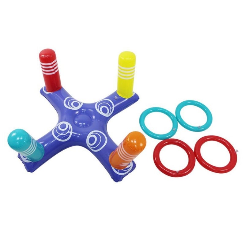 Inflatable Pool Ring Toss Soft Smooth Surface Pool Ring Toss Game - Eco-Friendly Thick PVC Interactive Water Toss Game Set for Kids Pool Party - Image 1