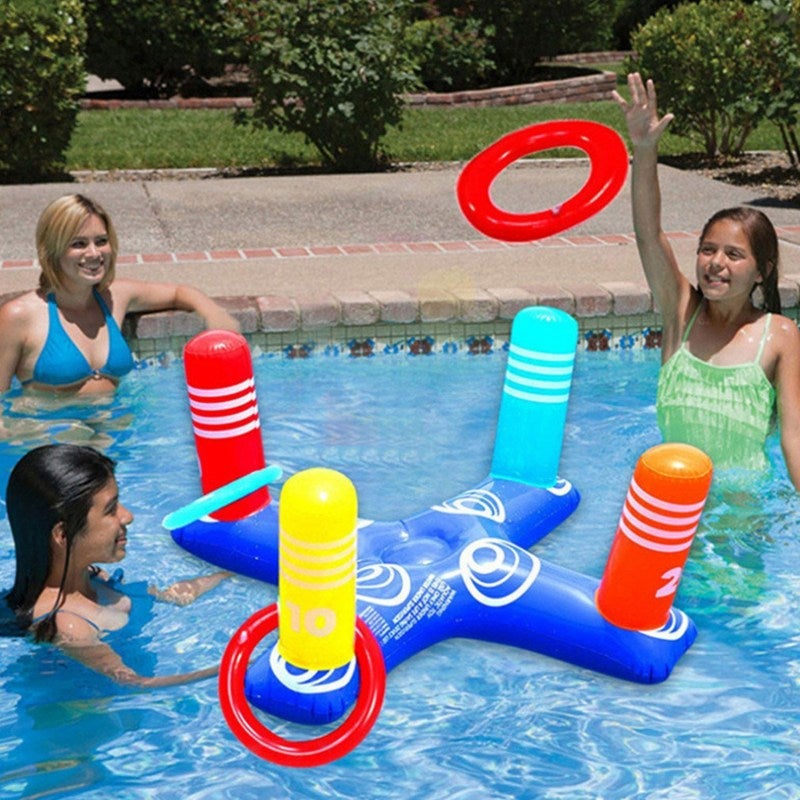 Inflatable Pool Ring Toss Soft Smooth Surface Pool Ring Toss Game - Eco-Friendly Thick PVC Interactive Water Toss Game Set for Kids Pool Party - Image 4