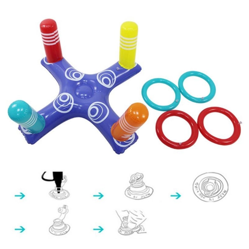 Inflatable Pool Ring Toss Soft Smooth Surface Pool Ring Toss Game - Eco-Friendly Thick PVC Interactive Water Toss Game Set for Kids Pool Party - Image 2