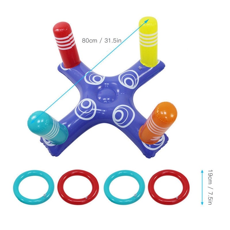 Inflatable Pool Ring Toss Soft Smooth Surface Pool Ring Toss Game - Eco-Friendly Thick PVC Interactive Water Toss Game Set for Kids Pool Party - Image 3