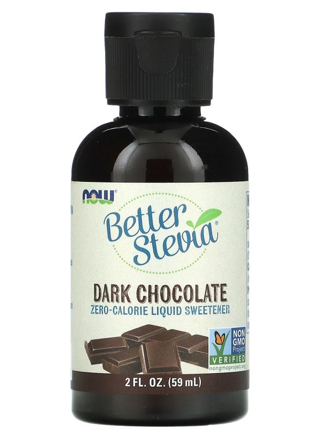 now محلي سائل ستيفيا خالي من السعرات الحرارية بنكهة الشوكولاتة الداكنة 2 أونصة سائلة (59 مل)