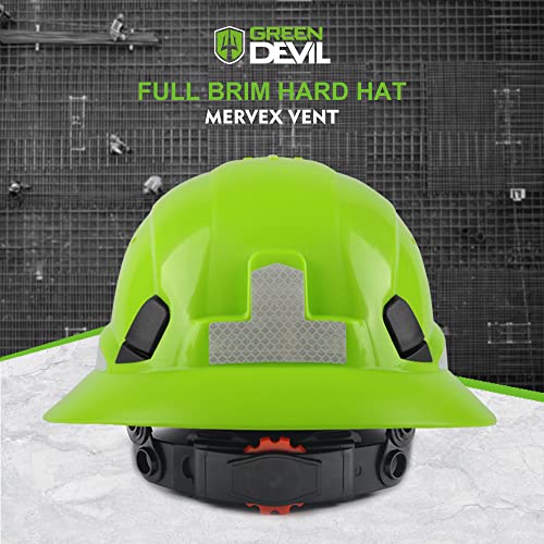 GREEN DEVIL Full Brim Hard Hat Vented Construction Safety Helmet OSHA Approved Cascos De Construccion Work Hardhats with Cooling Towel for Men&Women 6 Point Adjustable Ratchet Suspension - Image 5