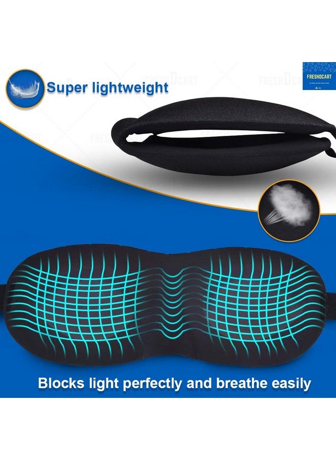 FreshDcart - Sleeping Smooth Silk Travel Eye Mask/Blind Fold Meditation With Adjustable 3D Shape Sleep Mask For Men Women Girls Boys Black - Image 1